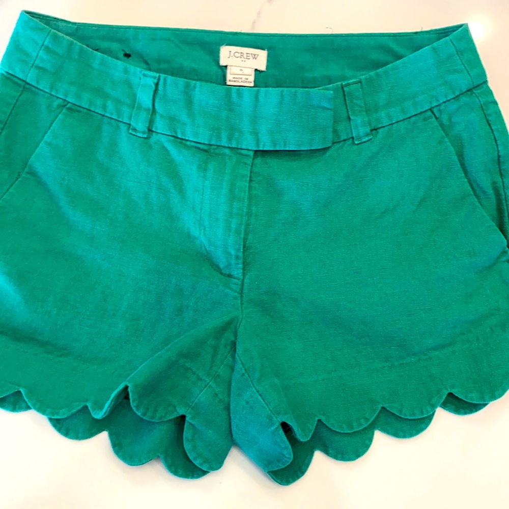 Jcrew green scalloped short
